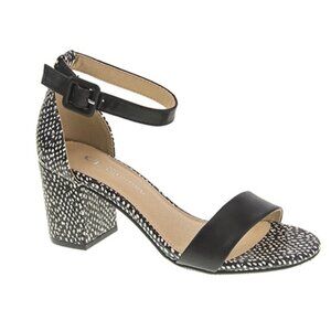 CL by Laundry Jody Sandal | Black and White Spotted Block Heel Sandal